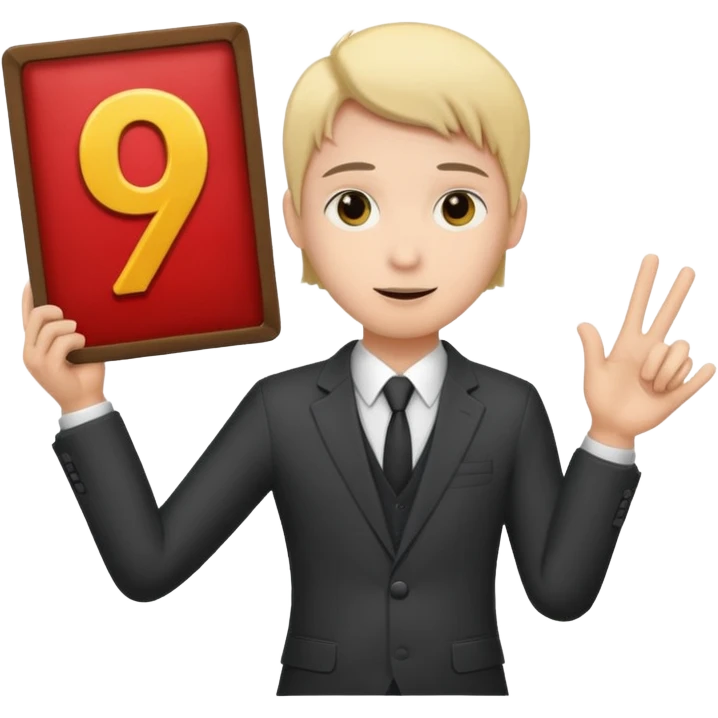 single person in a suit holding a sign with the number 9 emoji