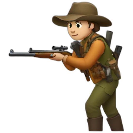 Hunter with a gun during a hunt emoji