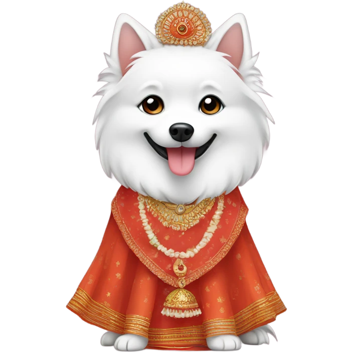 Japanese spitz with Indian lehenga emoji