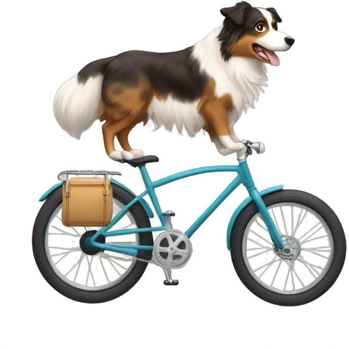 Australian shepherd on a bike emoji