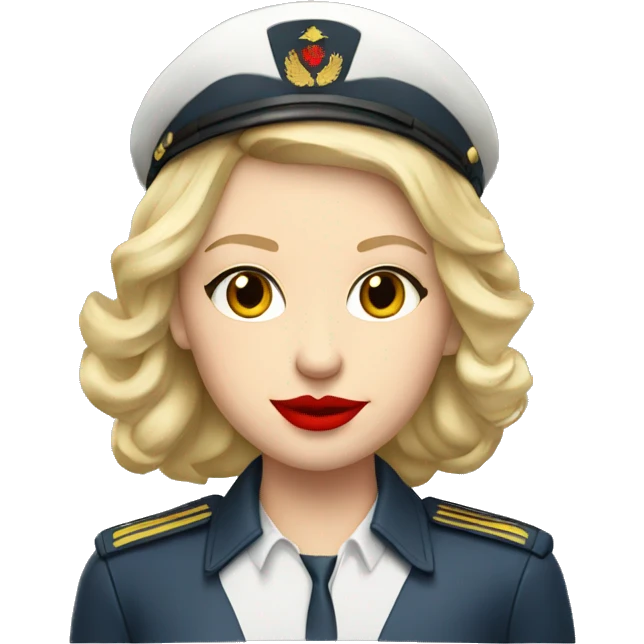Blonde Russian pilot girl with red lips with airplane pilot headset   emoji