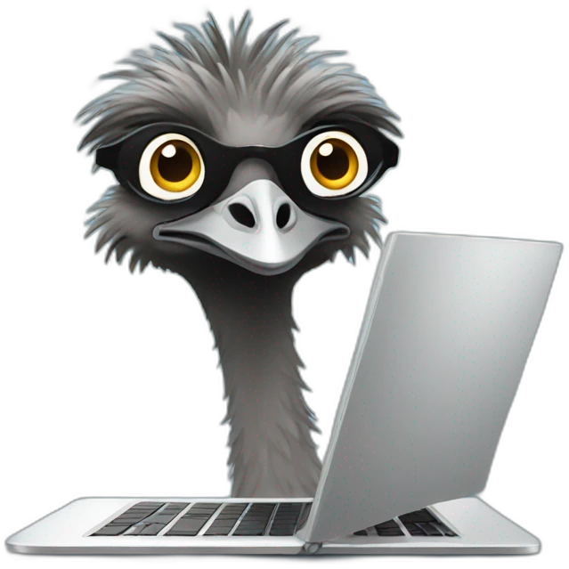 emu with laptop emoji