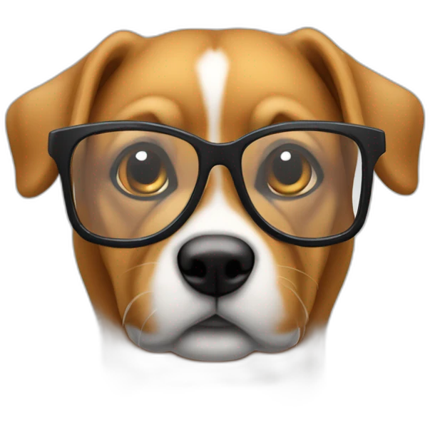 bouledog avec des lunettes en vitre emoji