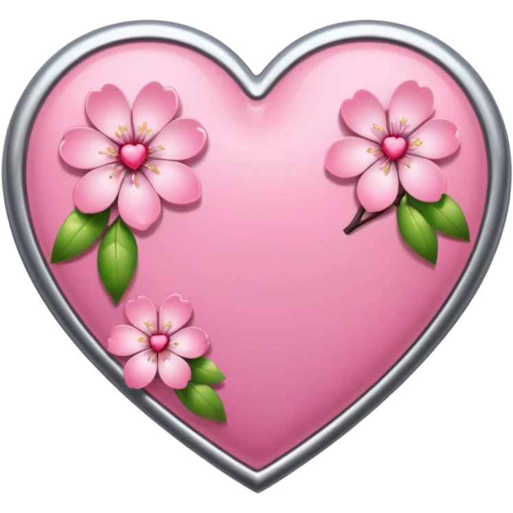 heart with sakura flowers and silver accents emoji