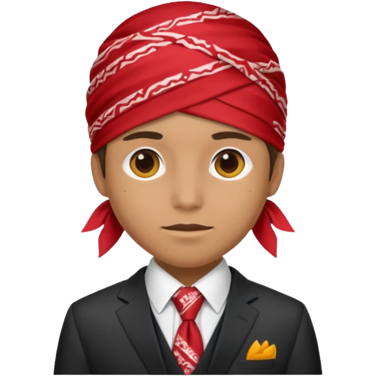 Character wearing a bandana and a suit emoji