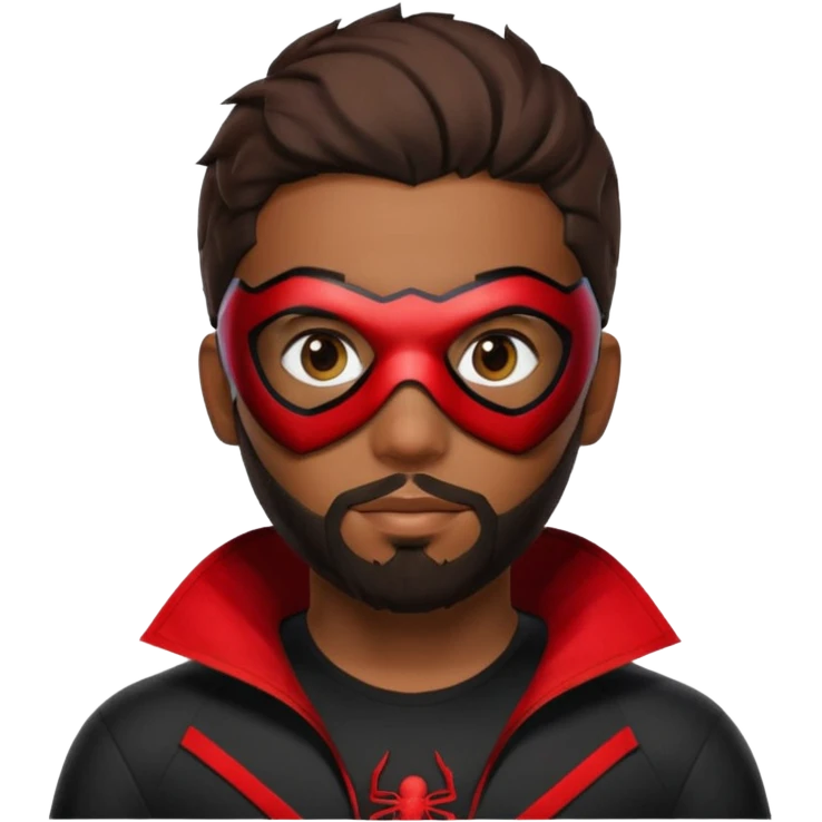 Miles Morales with beard, eye mask, low fade hair cut emoji
