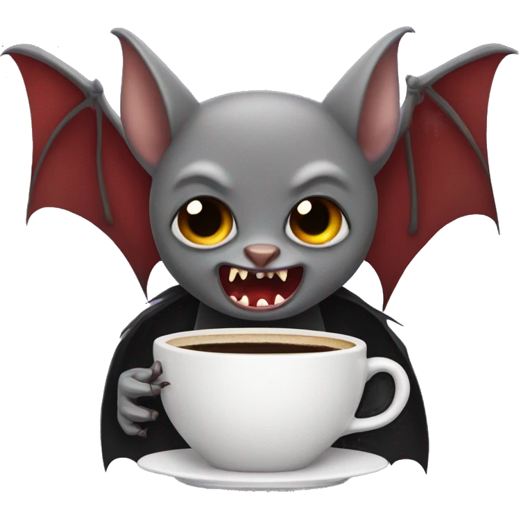 Vampire bat drinking coffee emoji