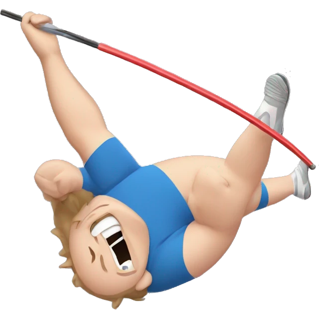fat white guy pole vaulting emoji