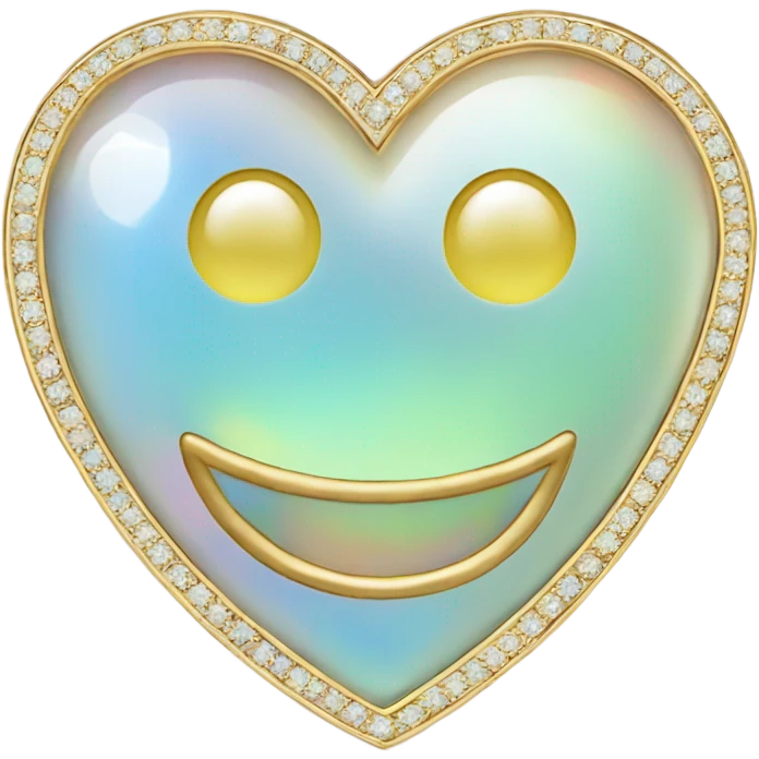 opal gemstone smiley heart gold outline emoji