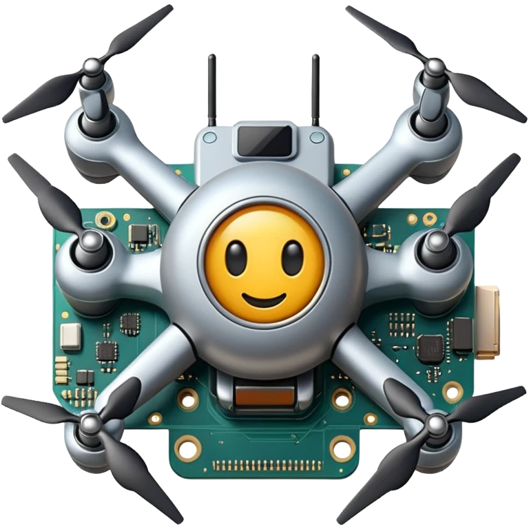 ultra realistic processor with small stamp drone emoji