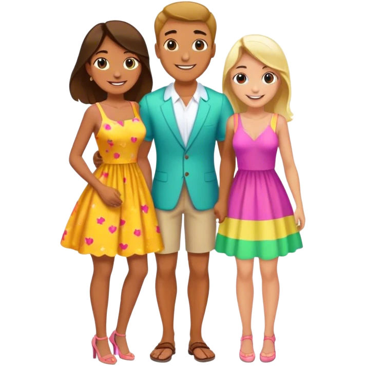Man with 2 girls on a date emoji