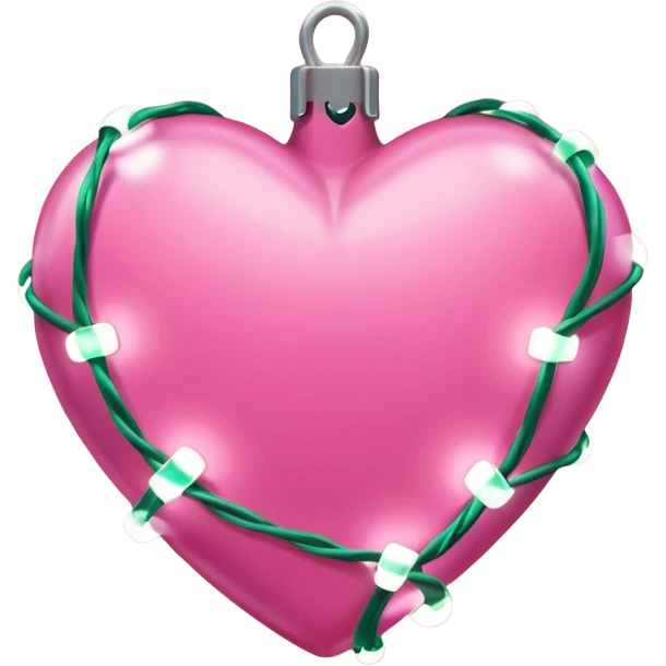 Pink heart wrapped in Christmas lights  emoji