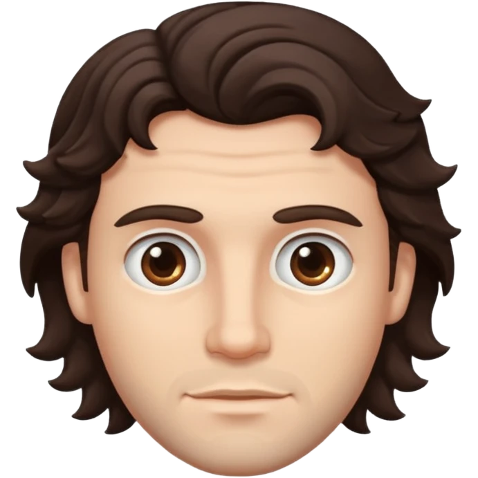White guy, no beard, dark brown wavy hair and eyes emoji