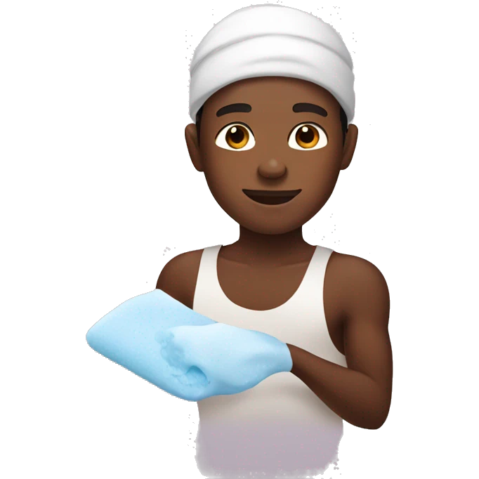 Clean brown skin boy doing skincare emoji