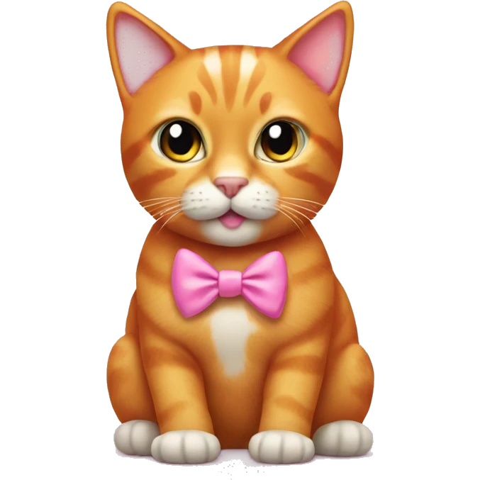ginger cat with a pink bow on its head emoji