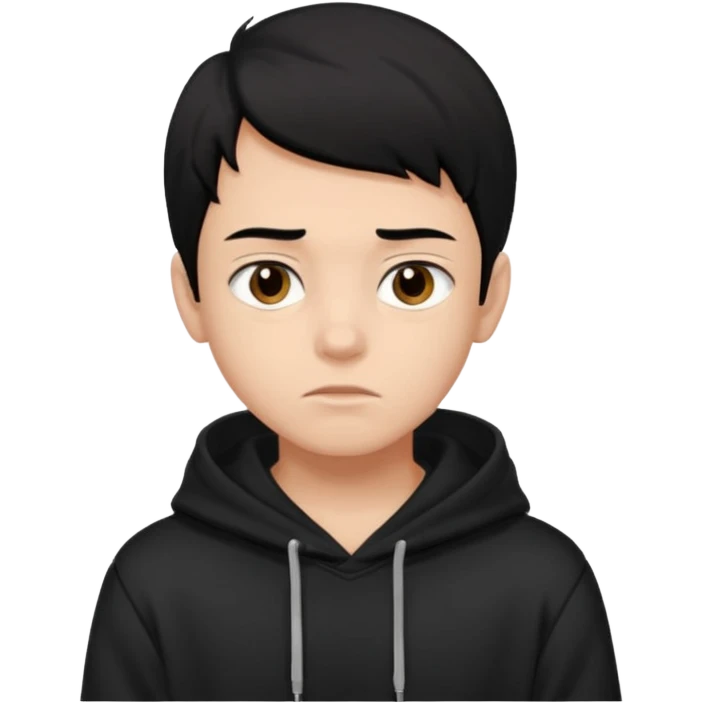Chłopak ciemno brązowe oczy czarne włosy bluza czarna i taki bardziej żeby wyglądał na 18 latka emoji