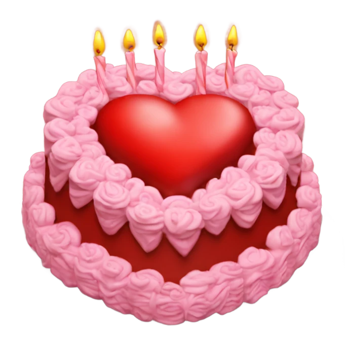 extravagant red heart shaped birthday cake  emoji