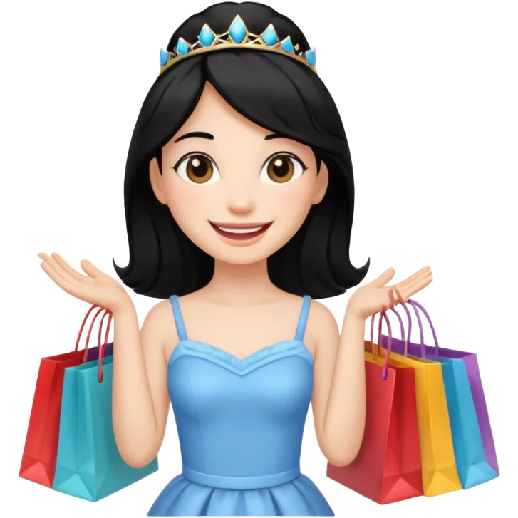 zadowlona czarnowłosa ksiezniczka jest zadowolona z zakupami emoji