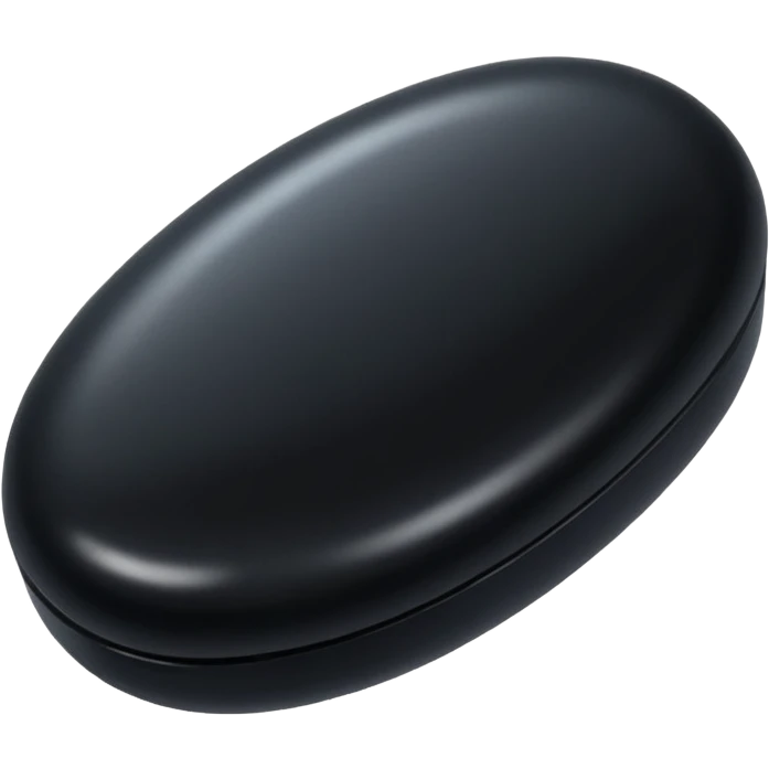An oval shaped black pill emoji