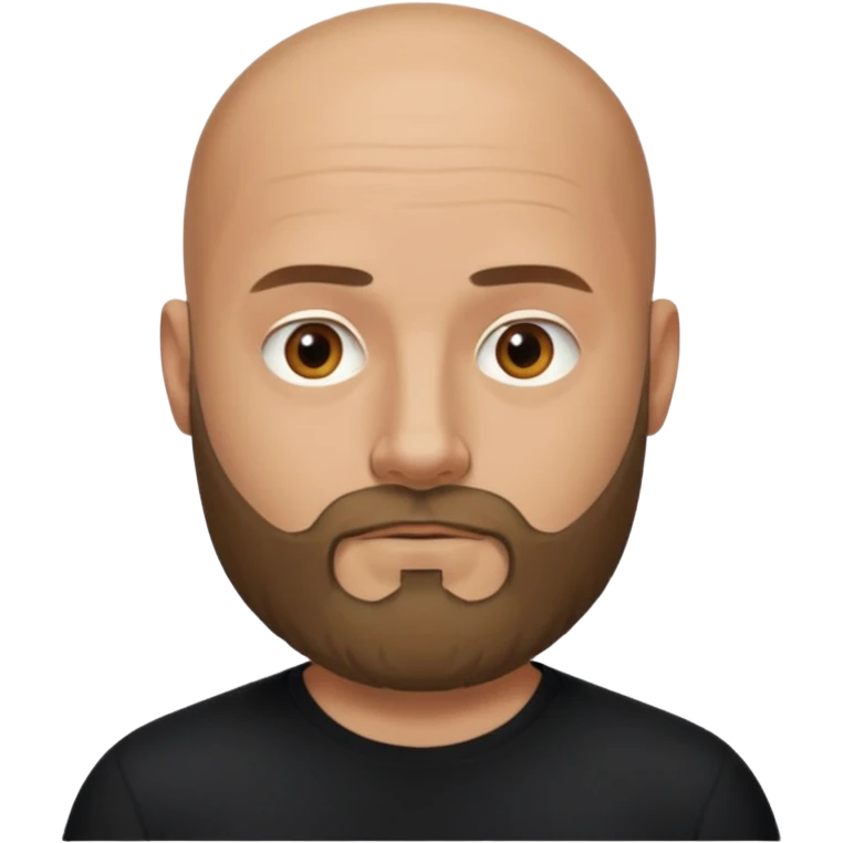 Oliver Riedel, bald, full beard, cool, collected vibe, black shirt emoji