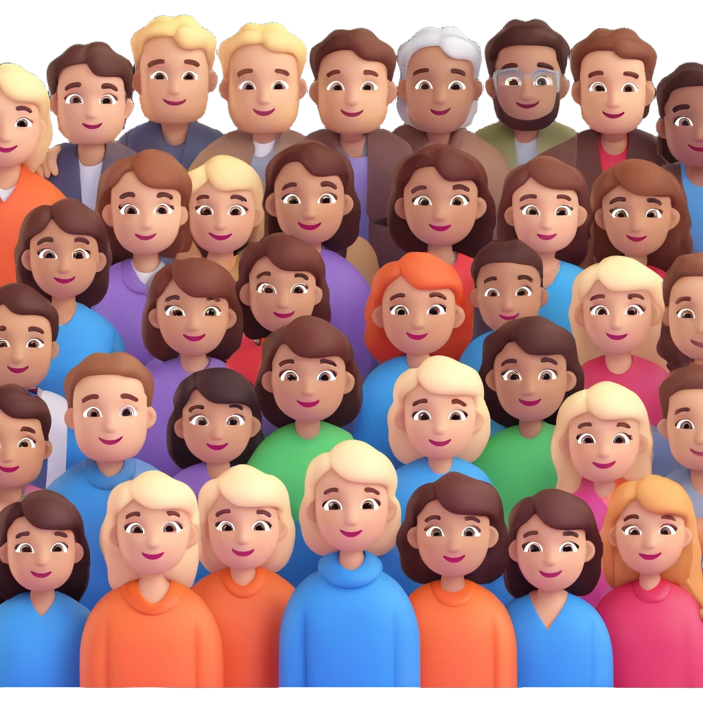 modern emoji of diverse people standing together, smiling, representing community and togetherness emoji