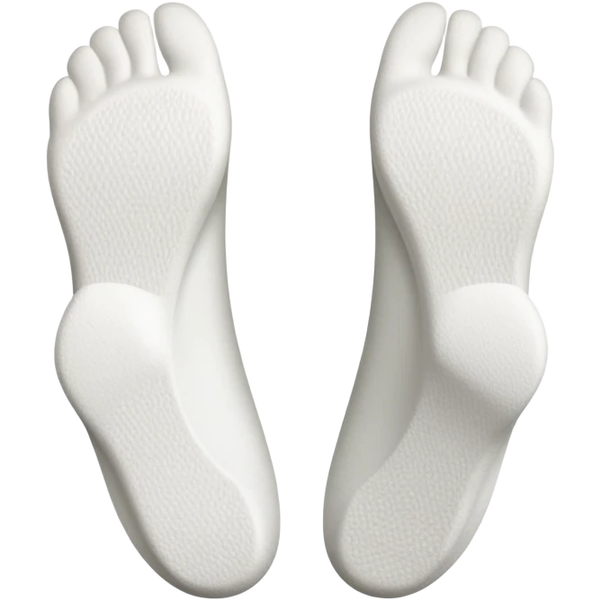 bottom view of two feet wearing white socks, showing soles emoji