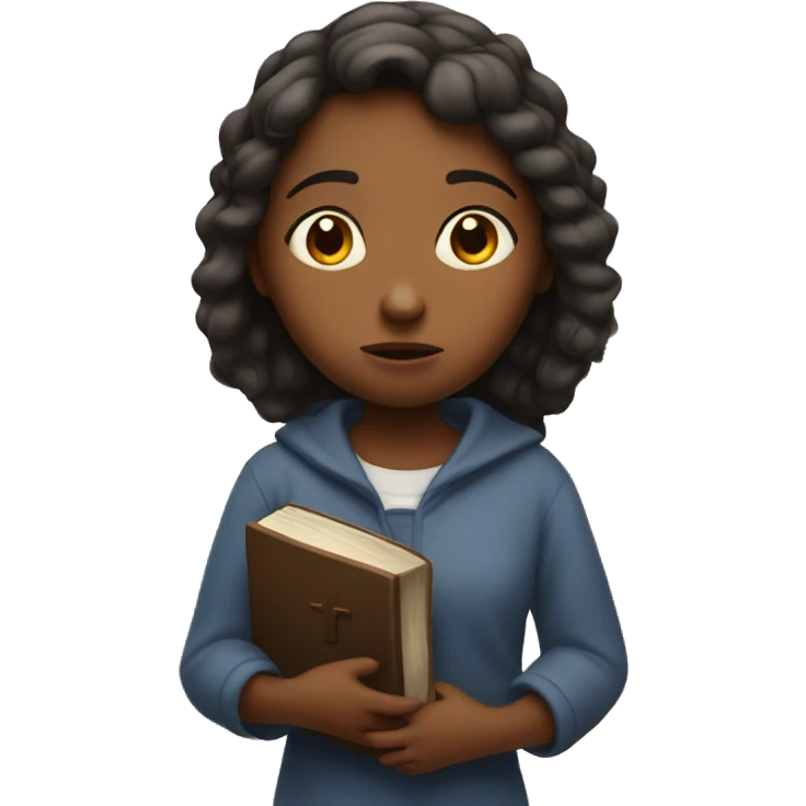Girl Looking worried, with a bible in hand  emoji