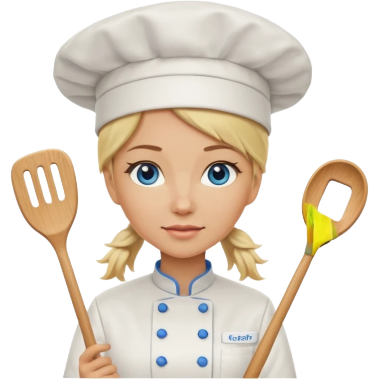 Sexy Long Blonde hair blue eyed female chef emoji