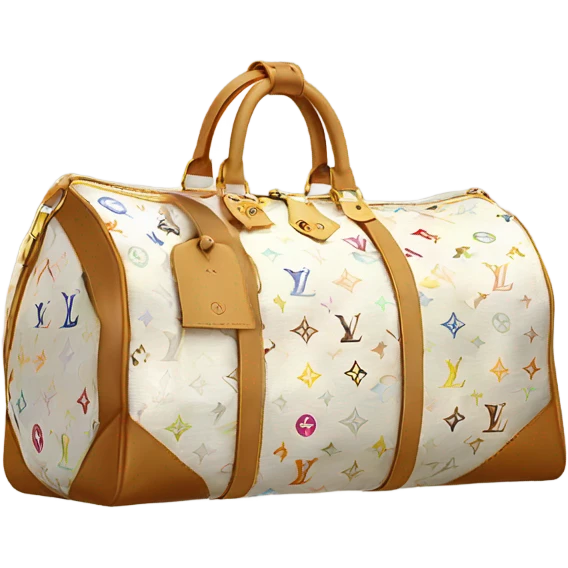 White and beige Louis Vuitton Duffle Bag  emoji