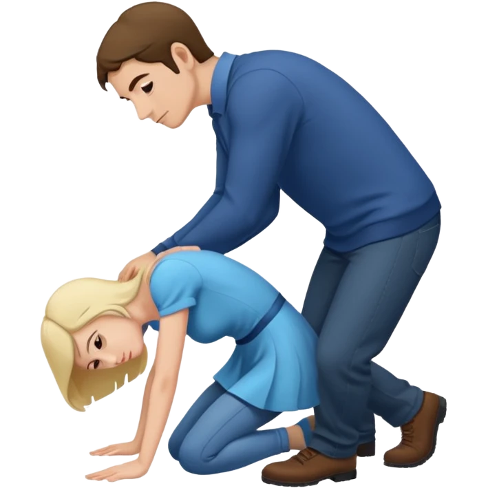 Man bent over in front of girl emoji