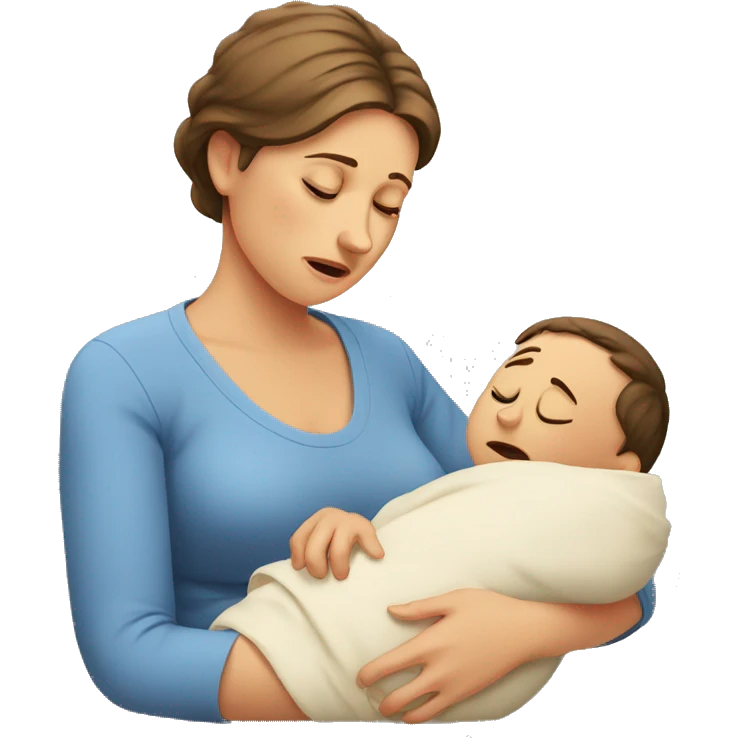 European sad mother with newborn emoji