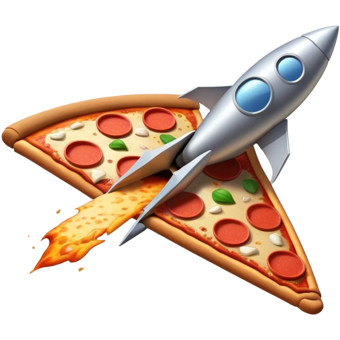🍕🚀 Pizza Rocket – Because pizza is out of this world with thrusters and aiming for the galaxies emoji