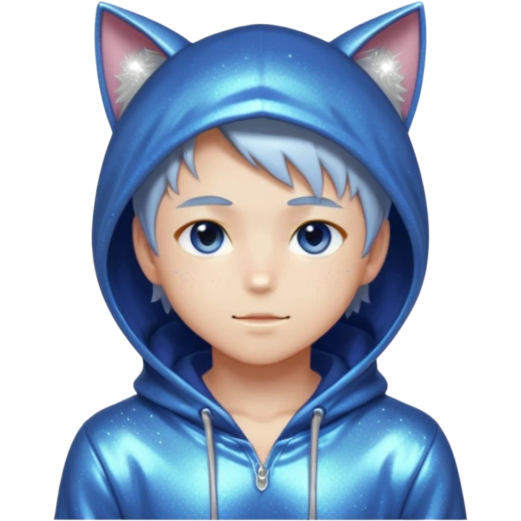 Sexy Handsome Shiny Sparkly Attractive Anime-style semi-realistic Catboy with a hoodie  emoji