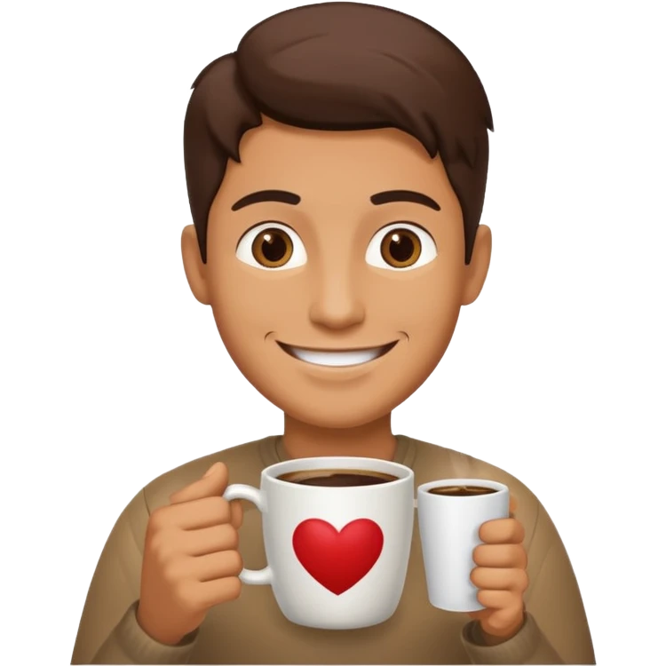 Human u LOVES coffee. and have coffee front of him emoji