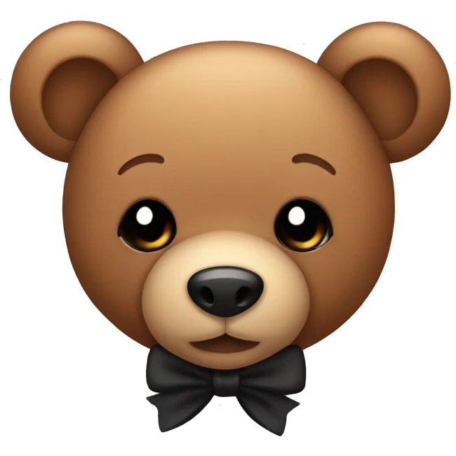 Cute brown teddy bear with black bow emoji