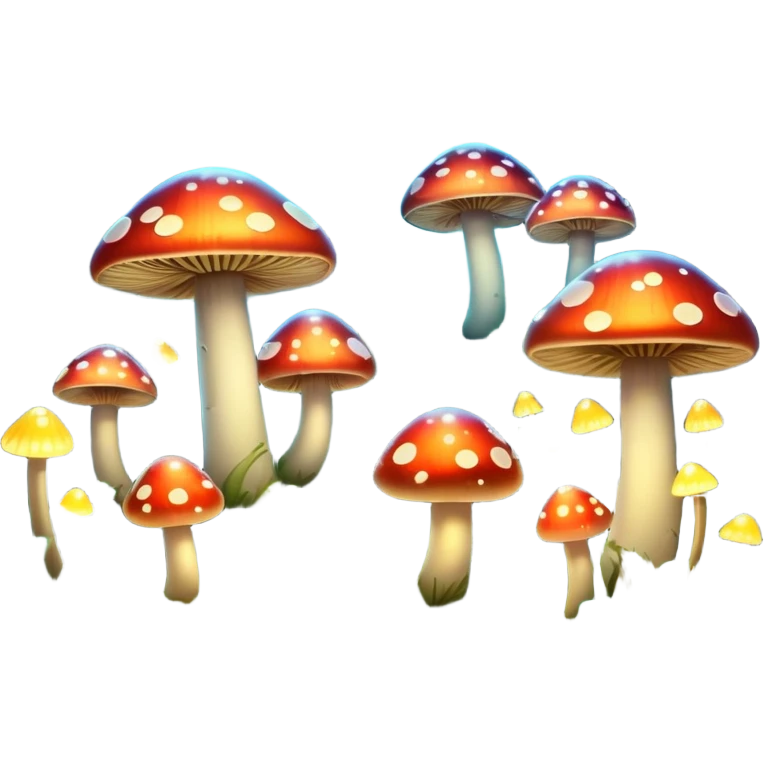 magical forest with glowing mushrooms and fireflies emoji