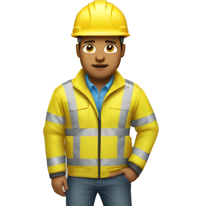 upset engineer wearing a yellow reflectorize jacket and construction hard hat  emoji