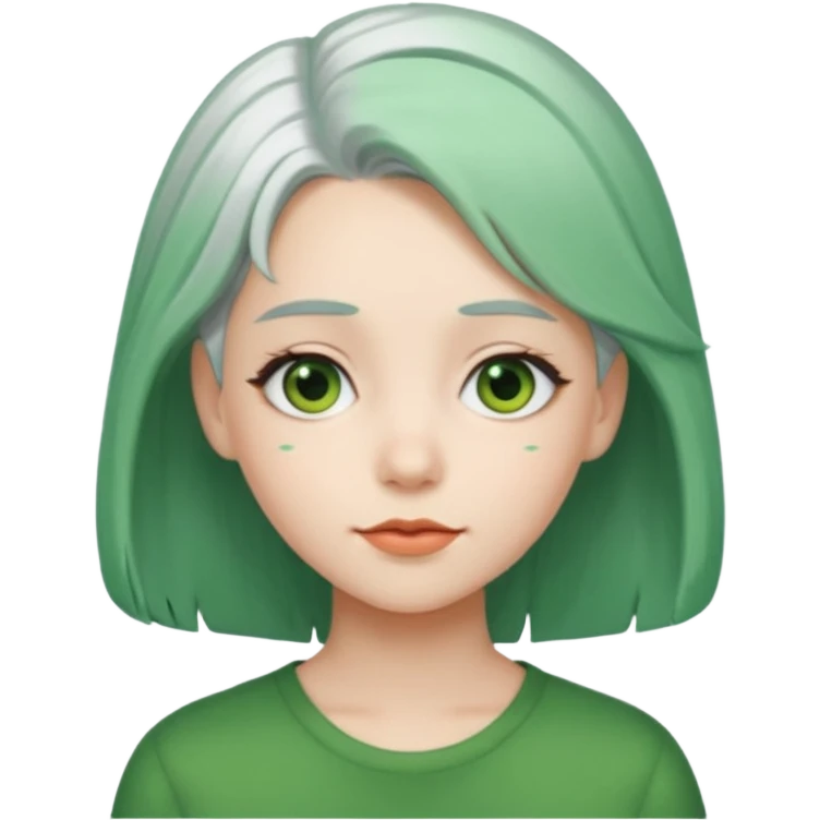 girl with white hair and green hair clip emoji