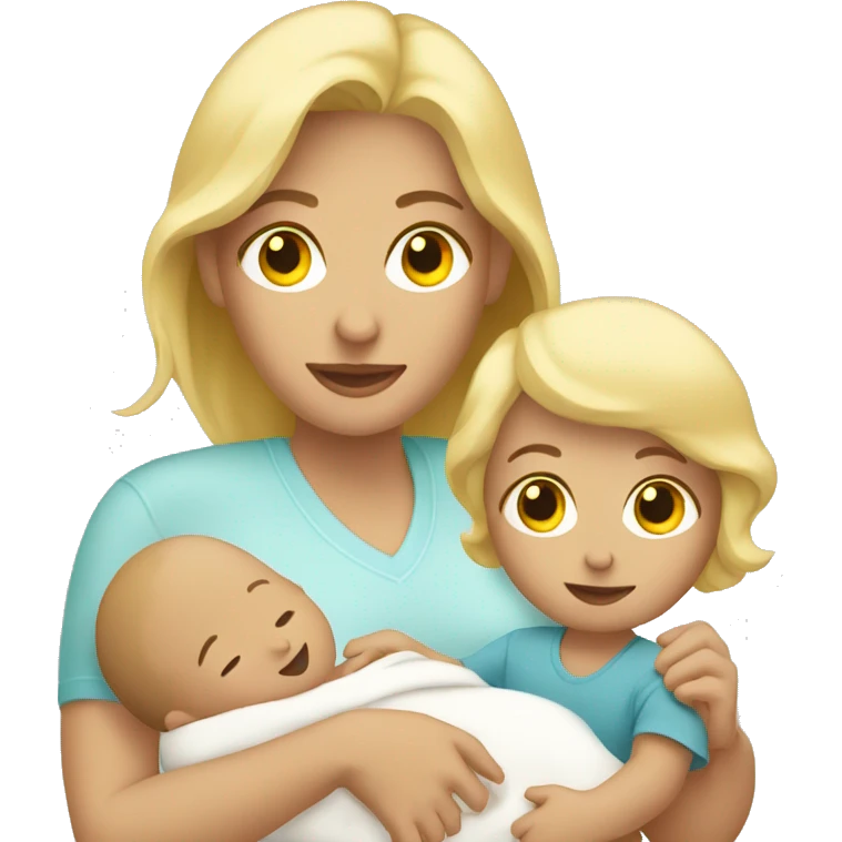 Blonde mom holding her newborn emoji