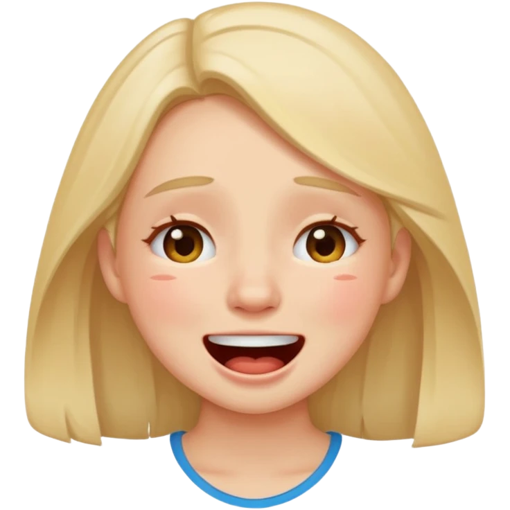 girl with really red face and laugh crying emoji