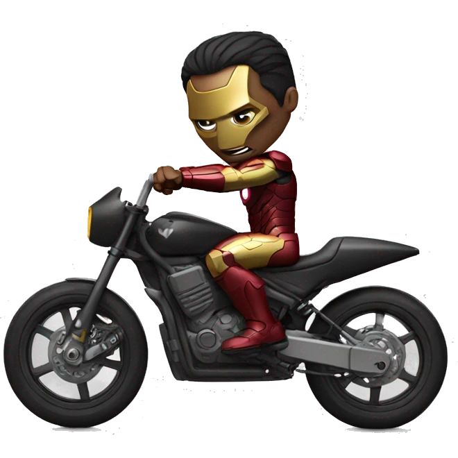 Ironman riding batman bike emoji