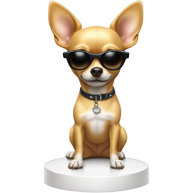 chihuahua standing on stand with sunglasses on emoji