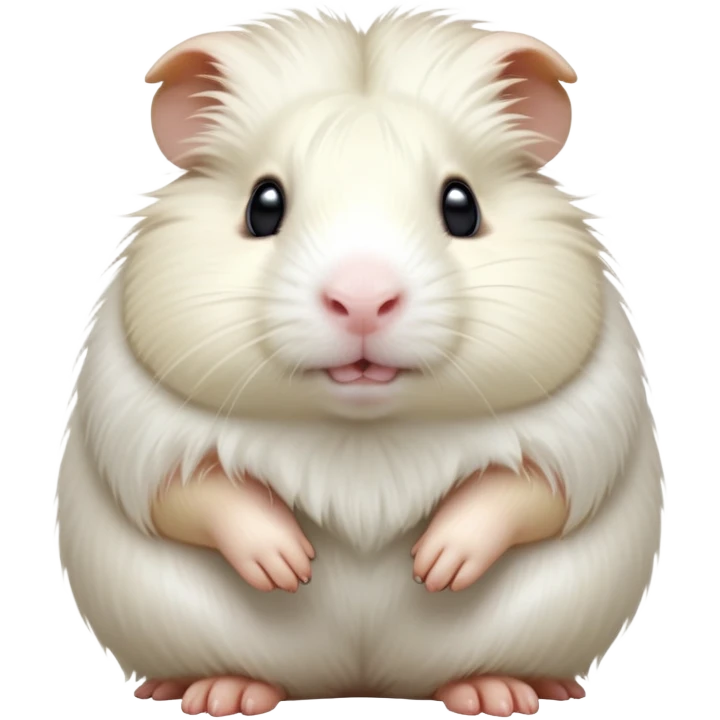 cinematic-[white guinea pig]-realistic-full-body-sitting-emoji,-tiny-paws-tucked-close,-head-tilted-dramatically,-fluffy-[solid white]-fur,-simplified-yet-realistic-focused-features,-highly-detailed,-glowing-with-an-almost-sarcastic-glow emoji