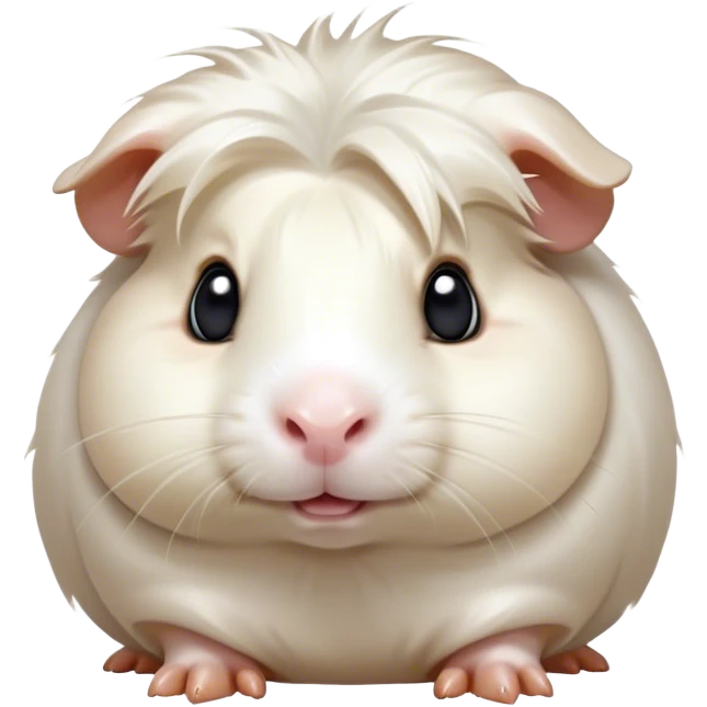 Cinematic Comical White Guinea Pig Portrait Emoji, Head tilted dramatically with an exaggeratedly amused expression, featuring a glossy, pristine white coat with an adorably scrunched face, wide, expressive dark eyes filled with playful disbelief, Simplified yet hilariously expressive features, highly detailed, glowing with a slightly sassy glow, high shine, dramatic yet playful, stylized with an air of cheeky mischief, bright and endearing, soft glowing outline, capturing the essence of a spirited and over-the-top guinea pig, so meme-worthy it feels like it could side-eye its way into internet fame instantly! emoji