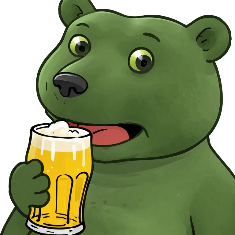 Bear drinking beer emoji
