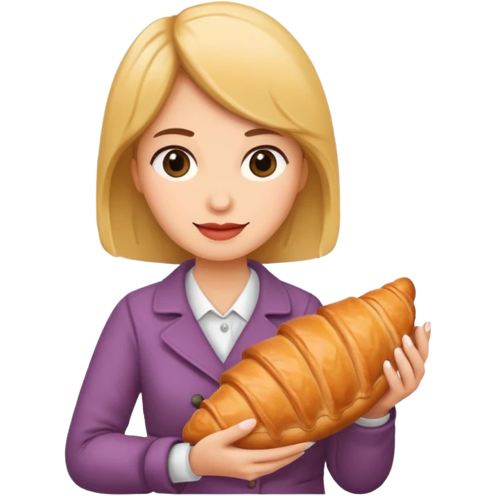 woman holding croissant emoji