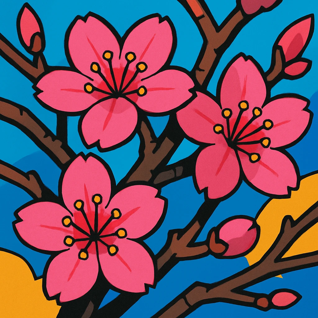 sakura cherry blossom vibrant toon style emoji