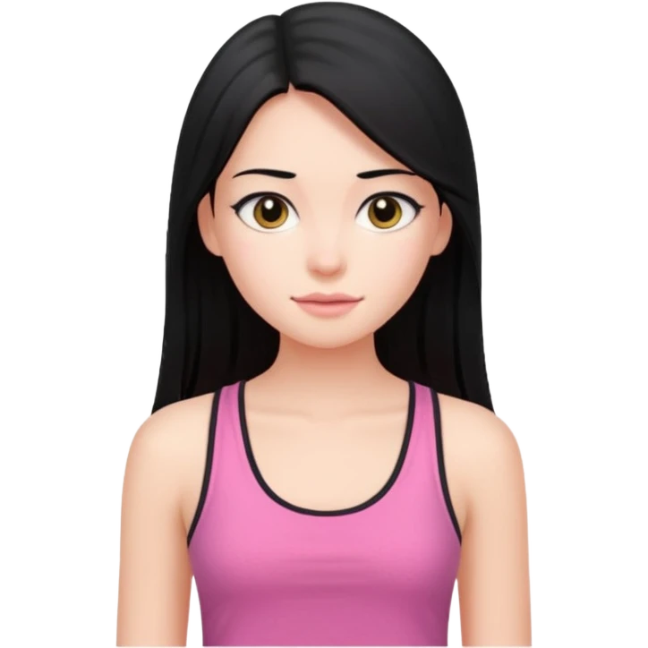 a pretty bratz fair girl with long straight black color hair and pink tank top on emoji