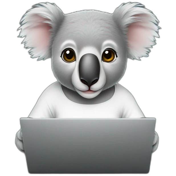 koalas-wearing-square-and-white-tee-working-on-a-black-laptop emoji