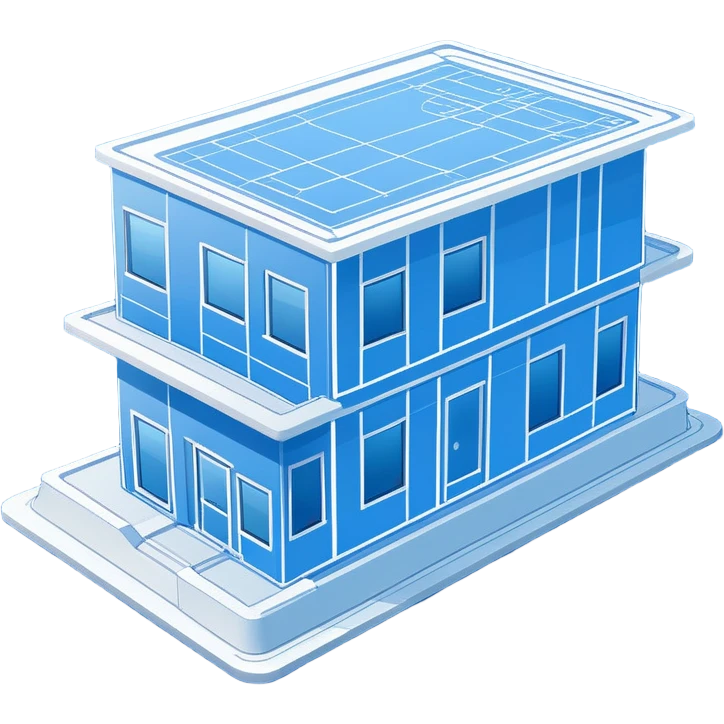 blue blueprint plan with white lines, side view emoji
